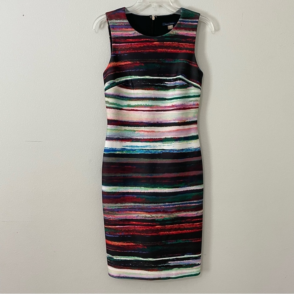 Tommy Hilfiger Black‎ Red Striped Dress Classy Career Office Size 2